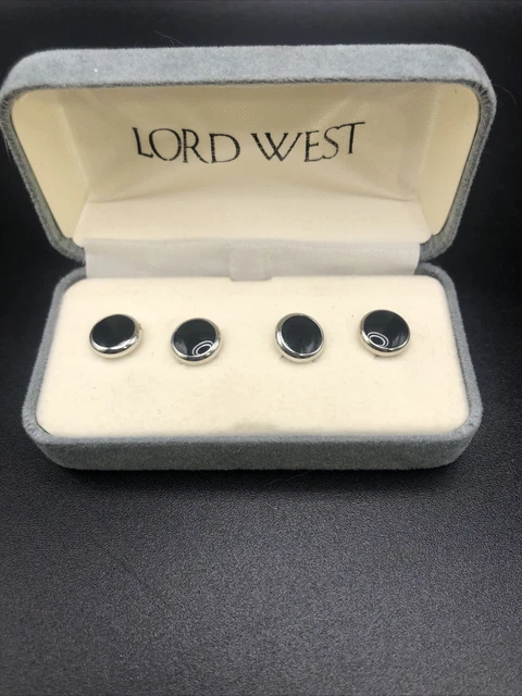 Vintage Tuxedo Shirt Cufflinks Men's Lord West (4) Silver/Black Fashion Classy