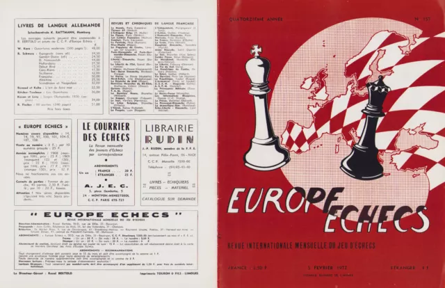 Revue Europe-Echecs Annee Complete 1972  Chess Schach  Ajedrez