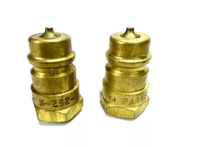 TWO Parker S-252-B Hydraulic Quick Connect Hose Coupling Brass Body Ball Lock