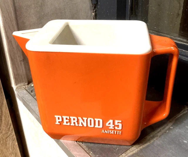 Antique Rare Vintage Pernod 45 Orange 1Liter Anisette Bistro Advertising Pitcher