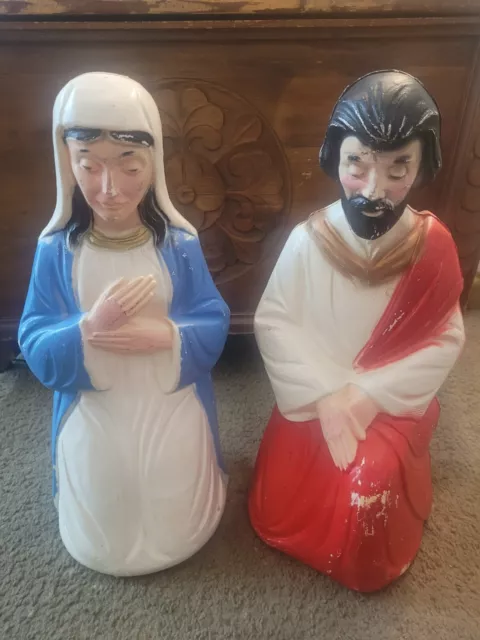 Vintage General Foam 18" Mary And Joseph Blow Mold.  NO LIGHT