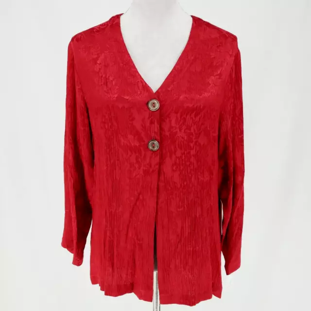 David Dart New Red Top Size XS Womens Floral Brocade Blouse Jacket Vintage Nwt