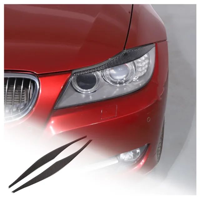 Carbon Fiber Headlight Eyebrow Eyelid Cover Trim For BMW 3 Series E90 2005-12