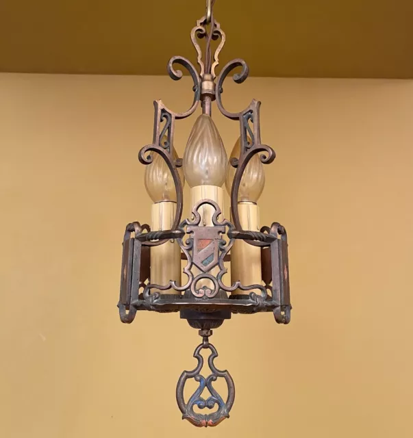 Vintage Lights  1920s Spanish Revival PAIR high quality foyer chandeliers