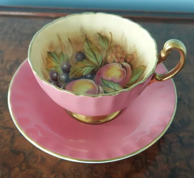 AYNSLEY, English bone china. 'Orchard  Gold' Salmon, cup and saucer.