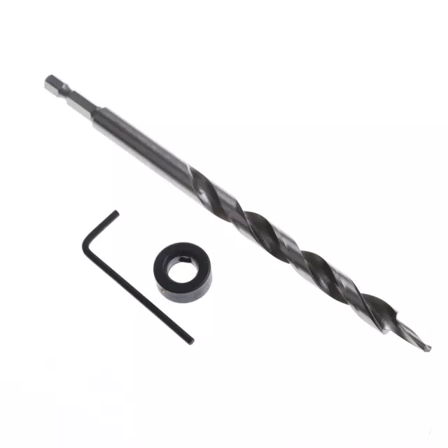 3/8" Hex Pocket Hole Twist Step Drill Bit+Stop Collar Set for Kreg Jig Guide ZY