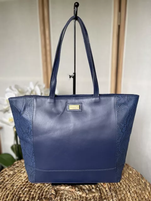 Assots London blue leather tote bag handbag