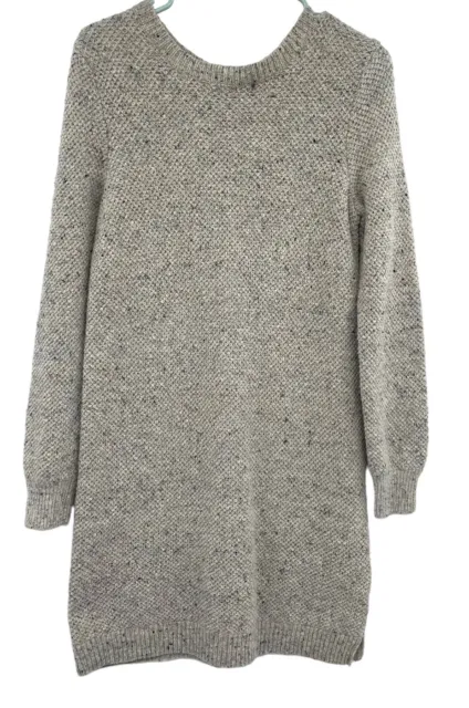 Madewell Button Back Sweater Dress in Donegal Grey Size M Merino Wool Blend