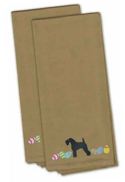 Kerry Blue Terrier Easter Eggs Tan Embroidered Towel Set of 2 CK1659TNTWE