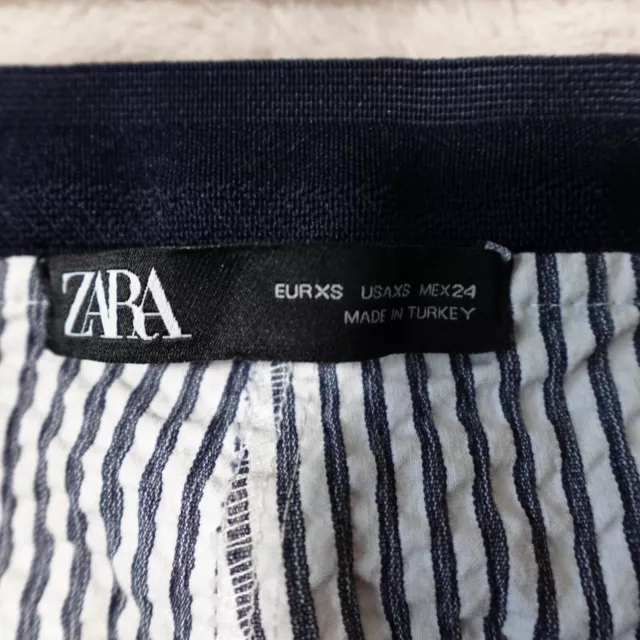 Zara Seersucker Pants Womens XS Striped Stretch 3