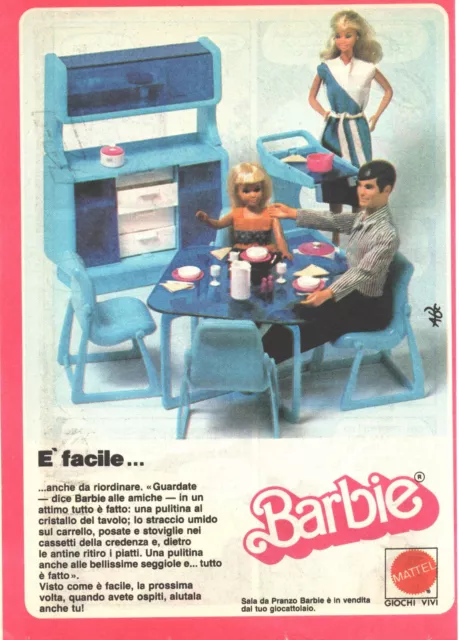 Barbie Sala da Pranzo Pubblicità Mattel 1983 Italian Magazine Advertising 18x13