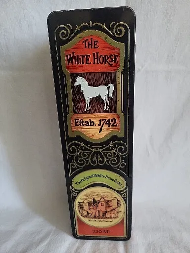 The White Horse Whiskey Tin- Barringer Wallis And Manners Tin Box Scotland