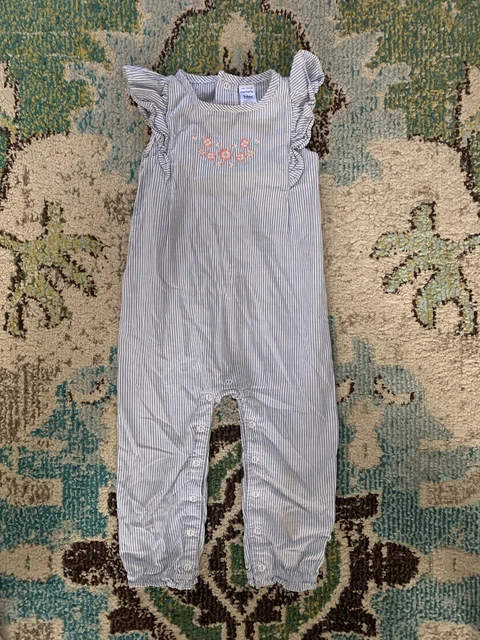 Carters Toddler Girl One pc Striped Cotton Romper Jumpsuit Overalls 24 Months