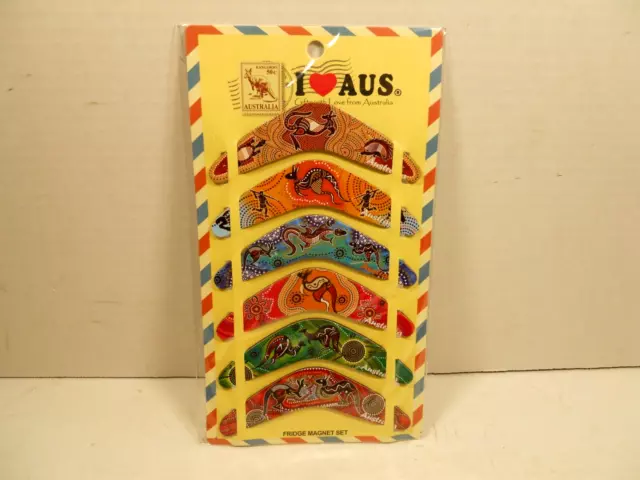 new 6 Australia souvenir fridge magnet aboriginal kangaroo animal art boomerang