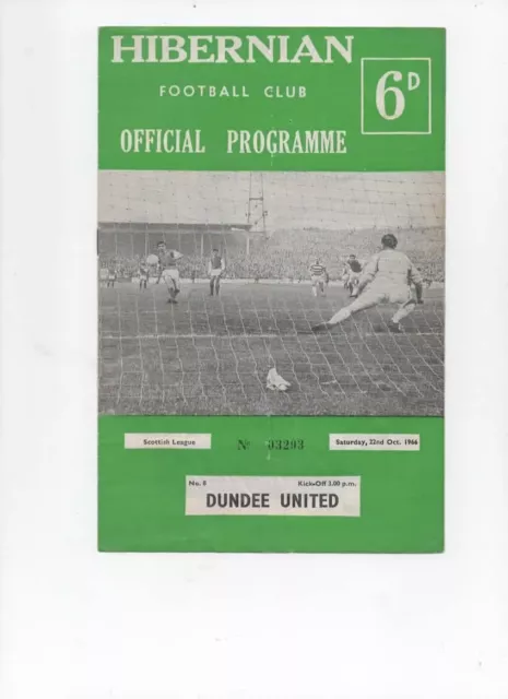 Hibernian v Dundee United (No 8) 22nd October 1966 Scottish League Division 1