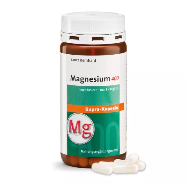 120 Magnesium Supra Kapseln (1 Dose) Sanct Bernhard, hoch dosiert 400 mg