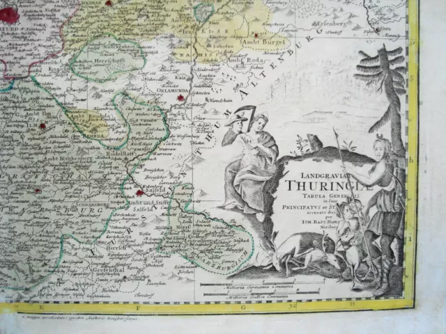 Thüringen Erfurt Weimar Saalfeld Mühlhausen   Kupferstich Landkarte Homann 1722 2