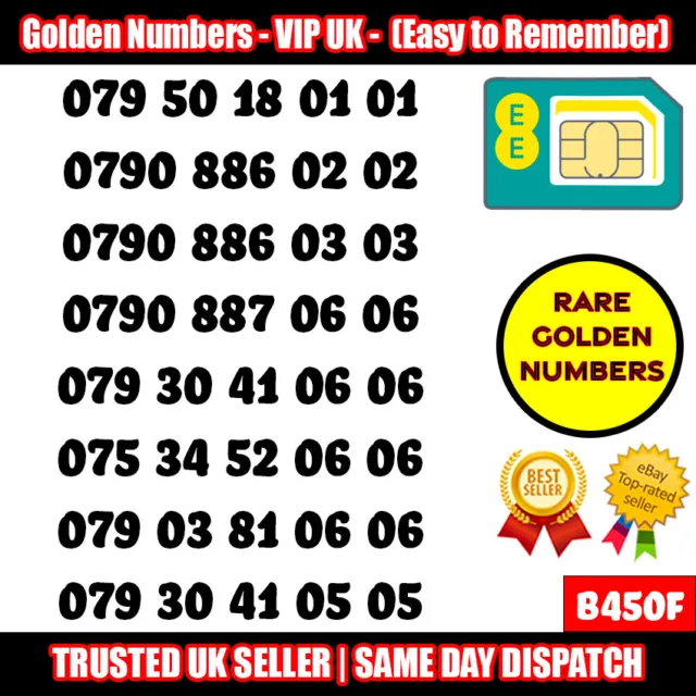 Gold Easy Mobile Number Memorable Platinum Vip Uk Pay As You Go Sim Lot - B450F