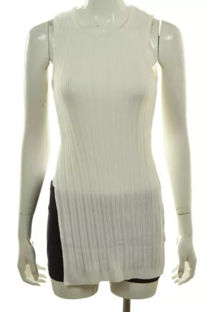 NEW Asos Womens Sweater Size 4 White Ribbed Crew Neck Sleeveless Cotton