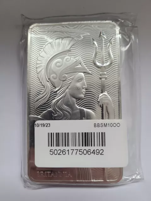 The Britannia Silver Bar. 10 Oz 999 Pure Silver