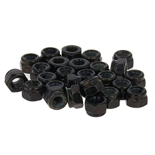 Nylon Insert Hex Lock Nuts 100pcs M3x0.5mm Carbon Steel Black Zinc Plated Hex Se