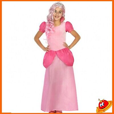 Costume Carnevale Ragazza Bambina Principessa Daisy Rosa Tg  5-12 anni