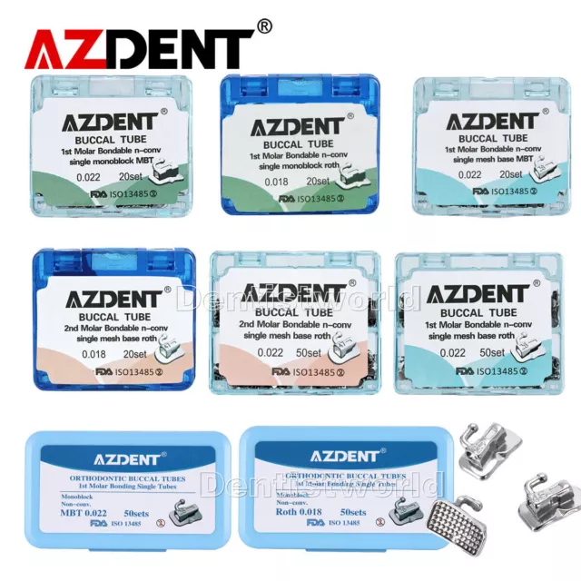 AZDENT Dental Orthodontic Buccal Tubes 1st 2nd Molar Tube Roth MBT.022 /018