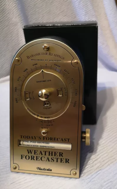 Desktop weather forecaster. Brass. Nauticalia  In a box. Reproduction Barometer