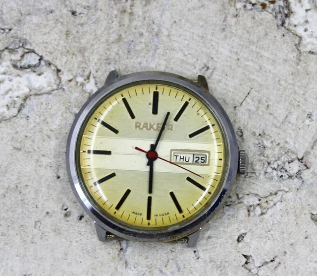 Montre Raketa 24H Mécanique Soviétique - 43 Mm, Bracelet 22 Mm, Occasion Bon état