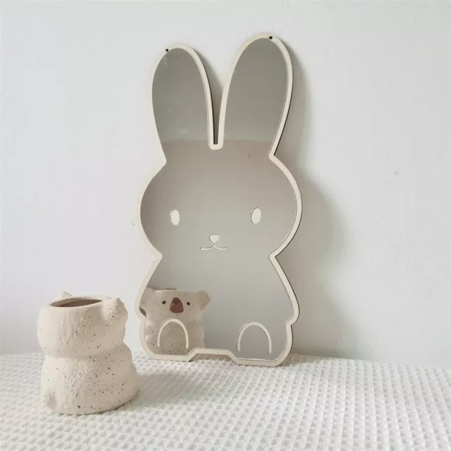 Kids Mirror Home Decorative Bear Rabbit Shapes Baby Photo Props Nursery Ornament 2