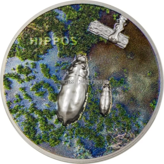 Hippos 1 oz uhr proof silver coin Palau 2023