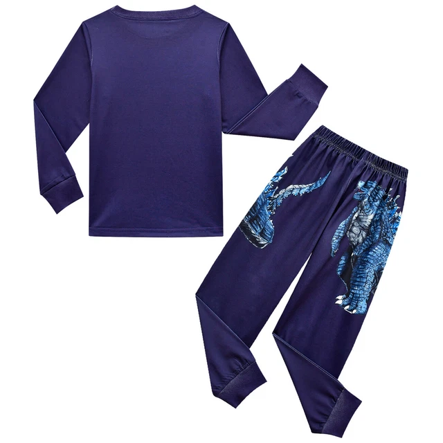 T-shirt bambini ragazzi ragazze Godzilla maniche lunghe pantaloni pigiami set abiti da notte 3