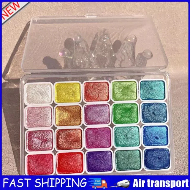 20 Colors Pearlescent Watercolor Set Metallic Glitter Watercolour Solid Paint(A)