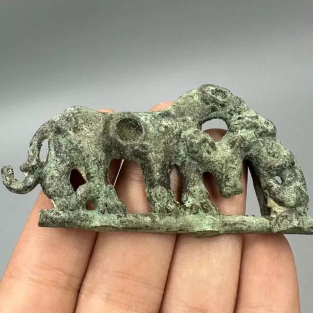 Very Rare Ancient Roman Bronze Belt Buckle With Images Of An Animal Group 2