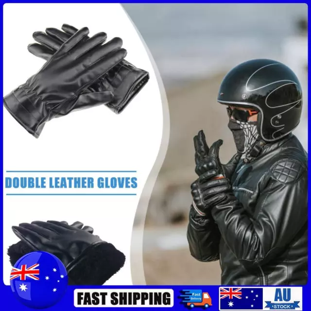 Men Bicycle Driving Gloves Cozy PU Leather Touchscreen Motorcycle Gloves (Black)