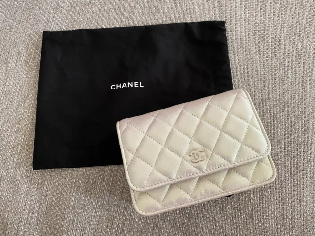 NIB Chanel Black Caviar Classic Wallet on Chain WOC Flap Bag