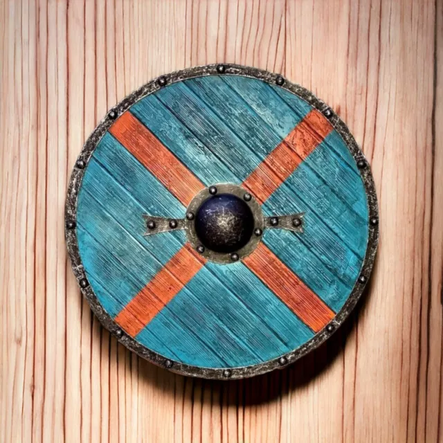Escudo vikingo de madera 24" Escudo redondo para arte de pared Cosplay...