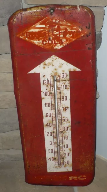 Vtg 1950's Donasco Royal Crown RC Cola Soda Metal Thermometer-Red/White WORKS