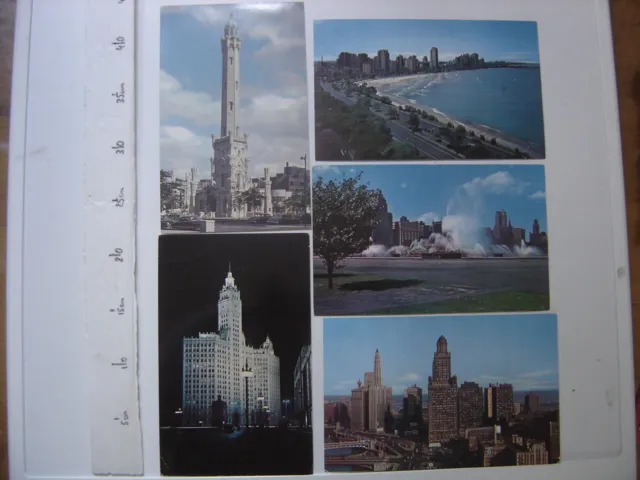 LOT de 5 Grandes cartes postales CHICAGO by Cameo Greeting Cards