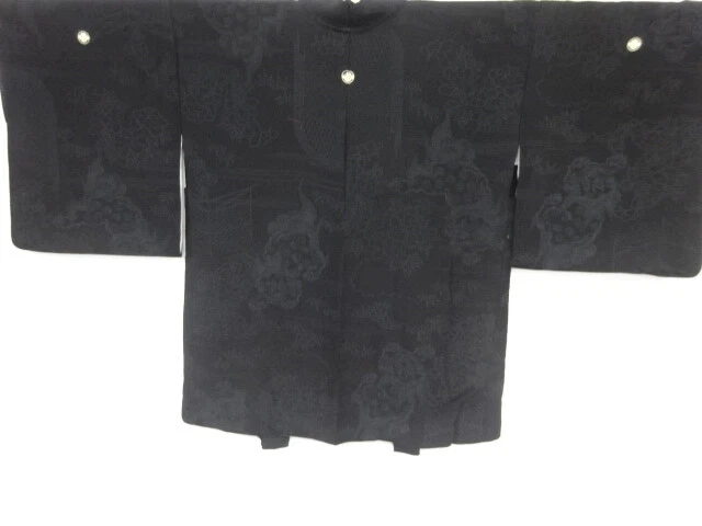 35827# Japanese Kimono / Haori / Woven Lion & Floral Plants