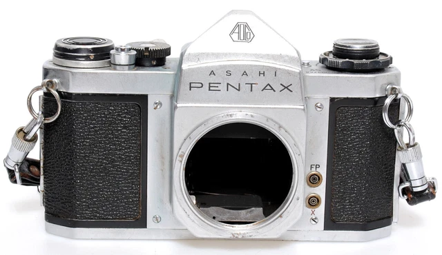 Pentax Asahi SV chrome camera body with leather strap