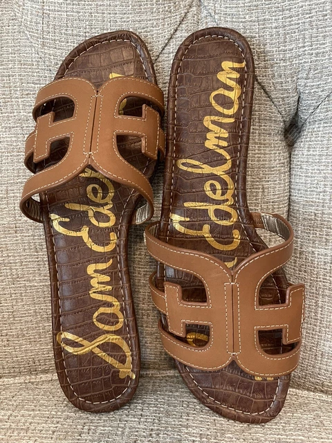 sam edelman bay cutout slide sandals in sadle leather NEW SIZE 6 BRAND NEW