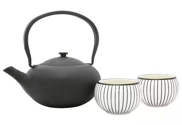 BREDEMEIJER Tee-Set Gusseisen/Porzellan Shanxi 1l schwarz 3teilig   101110 3