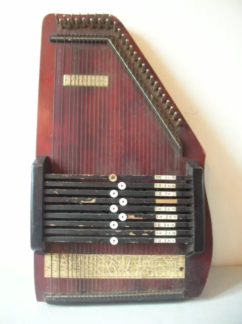 Ancienne Auto Harp en bois à 32 corde ancien instrument de musique à corde harpe