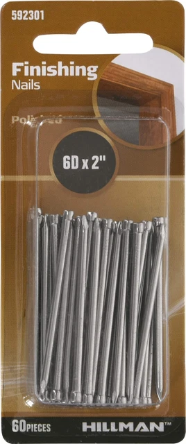 592301 Polished Finishing Nails (6D x 2&quote;) - 60 Pieces, Silver 3