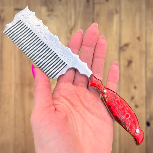 1980's Vintage Soviet USSR Hand Made Comb Brush Aluminum Metal Plexiglass 44 gr