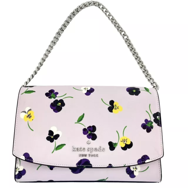 Kate Spade Dana Pansy Toss Floral Large Top Zip Tote Purple Lilac Multi +  Wallet