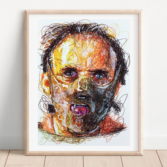 Hannibal Lector Ballpoint Pen Print, Silence of the Lambs Art Poster