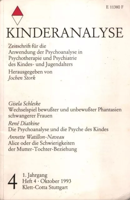 Kinderanalyse Heft 4 / 1993. 1. Jahrgang. Zeitschrift für die Anwendung der Psyc