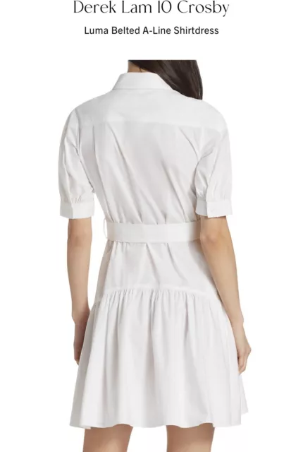 Derek Lam US10 Crosby Luma A line Belted White Shirtdress Size 2 2023 Season 2